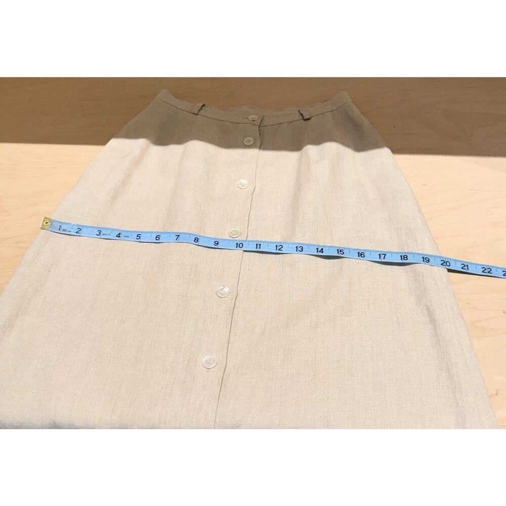 Vintage Brooks Brothers Linen Maxi Skirt Size 2 Button Front Pockets A-Line - Picture 11 of 14